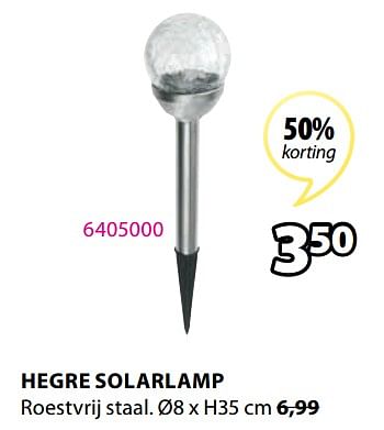 Promoties Hegre solarlamp - Huismerk - Jysk - Geldig van 09/05/2022 tot 22/05/2022 bij Jysk
