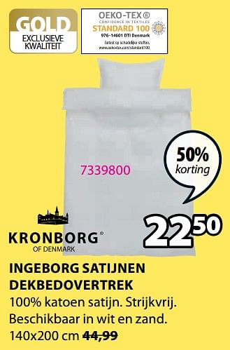 Promoties Ingeborg satijnen dekbedovertrek - Kronborg - Geldig van 09/05/2022 tot 22/05/2022 bij Jysk