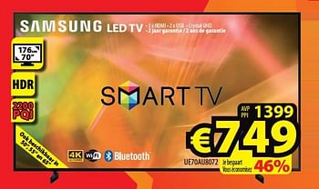 Promoties Samsung led tv ue70au8072 - Samsung - Geldig van 11/05/2022 tot 18/05/2022 bij ElectroStock