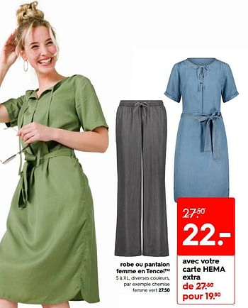 Promotions Robe ou pantalon femme en tencel - Produit maison - Hema - Valide de 09/05/2022 à 15/05/2022 chez Hema