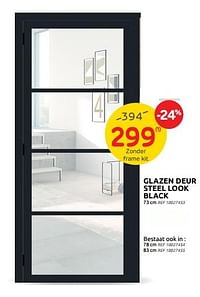 Glazen deur steel look black-Huismerk - Brico