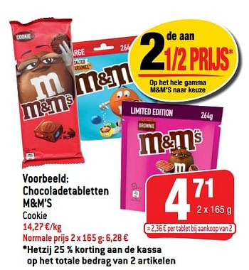 Promoties Chocoladetabletten m+m’s - M&M 's - Geldig van 11/05/2022 tot 17/05/2022 bij Smatch