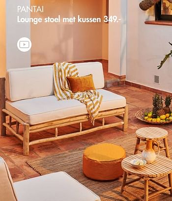 Promotions Pantai lounge stoel met kussen - Produit maison - Casa - Valide de 09/05/2022 à 19/06/2022 chez Casa