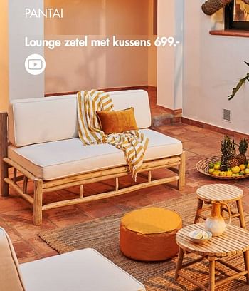 Promoties Pantai lounge zetel met kussens - Huismerk - Casa - Geldig van 09/05/2022 tot 19/06/2022 bij Casa