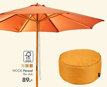 Promotions Wood parasol - Produit maison - Casa - Valide de 09/05/2022 à 19/06/2022 chez Casa