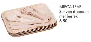 Promoties Areca leaf set van 6 borden met bestek - Huismerk - Casa - Geldig van 09/05/2022 tot 19/06/2022 bij Casa