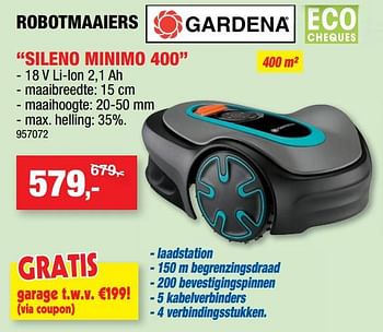 Promoties Gardena robotmaaiers sileno minimo 400 - Gardena - Geldig van 11/05/2022 tot 22/05/2022 bij Hubo