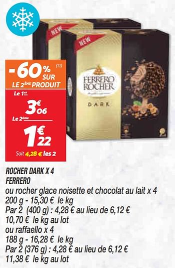 Promotions Rocher dark x 4 ferrero - Ferrero - Valide de 10/05/2022 à 16/05/2022 chez Netto