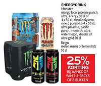 Energydrink monster 25% korting bij aankoop van 2 4-packs of 8 blikken-Monster