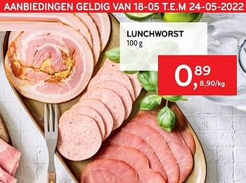 Promoties Lunchworst - Huismerk - Alvo - Geldig van 18/05/2022 tot 24/05/2022 bij Alvo