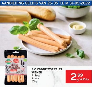 Promoties Bio veggie worstjes wiener fit food - Fitfood - Geldig van 25/05/2022 tot 31/05/2022 bij Alvo