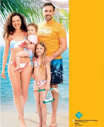 Promoties Zwembroek en t-shirt voor baby’s - Tex Baby - Geldig van 11/05/2022 tot 23/05/2022 bij Carrefour