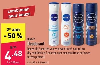 Promoties Deodorant - Nivea - Geldig van 21/05/2022 tot 27/05/2022 bij Aldi