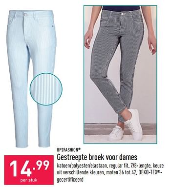 Promoties Gestreepte broek voor dames - UP2Fashion - Geldig van 18/05/2022 tot 27/05/2022 bij Aldi