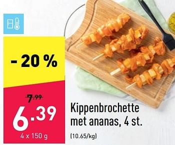 Promoties Kippenbrochette met ananas - Huismerk - Aldi - Geldig van 16/05/2022 tot 21/05/2022 bij Aldi