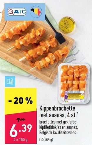 Promotions Kippenbrochette met ananas - Produit maison - Aldi - Valide de 16/05/2022 à 21/05/2022 chez Aldi
