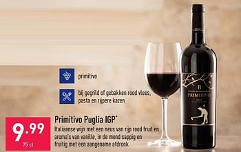 Promoties Primitivo puglia igp - Rode wijnen - Geldig van 20/05/2022 tot 27/05/2022 bij Aldi
