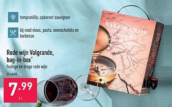 Promoties Rode wijn valgrande, bag-in-box - Rode wijnen - Geldig van 16/05/2022 tot 27/05/2022 bij Aldi