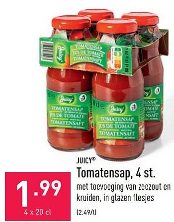 Promoties Tomatensap - Juicy - Geldig van 20/05/2022 tot 27/05/2022 bij Aldi