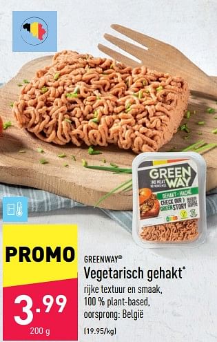 Promotions Vegetarisch gehakt - Greenway - Valide de 16/05/2022 à 21/05/2022 chez Aldi