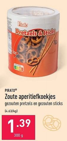 Promoties Zoute aperitiefkoekjes - Pirato - Geldig van 18/05/2022 tot 27/05/2022 bij Aldi