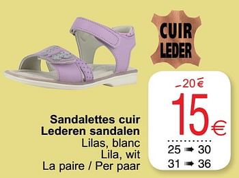Promoties Sandalettes cuir lederen sandalen - Huismerk - Cora - Geldig van 10/05/2022 tot 23/05/2022 bij Cora
