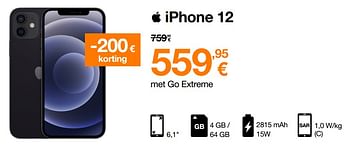 Promoties Apple iphone 12 - Apple - Geldig van 09/05/2022 tot 22/05/2022 bij Orange