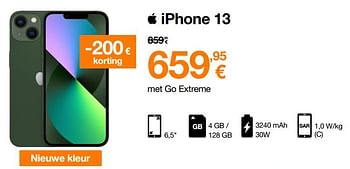 Promoties Apple iphone 13 - Apple - Geldig van 09/05/2022 tot 22/05/2022 bij Orange