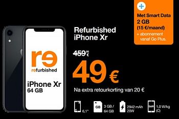 Promoties Apple refurbished iphone xr - Apple - Geldig van 09/05/2022 tot 22/05/2022 bij Orange