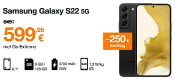 Promoties Samsung galaxy s22 5g - Samsung - Geldig van 09/05/2022 tot 22/05/2022 bij Orange