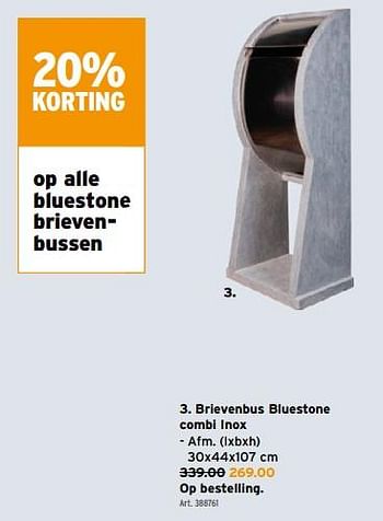 Promoties Brievenbus bluestone combi inox - Huismerk - Gamma - Geldig van 16/05/2022 tot 24/05/2022 bij Gamma