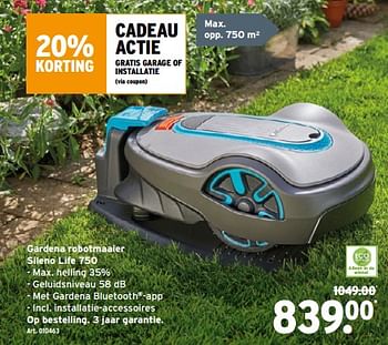 Promoties Gardena robotmaaier sileno life 750 - Gardena - Geldig van 16/05/2022 tot 24/05/2022 bij Gamma