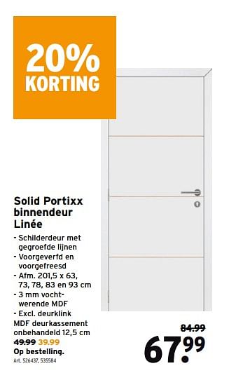 Promoties Solid portixx binnendeur linée - Solid - Geldig van 16/05/2022 tot 24/05/2022 bij Gamma