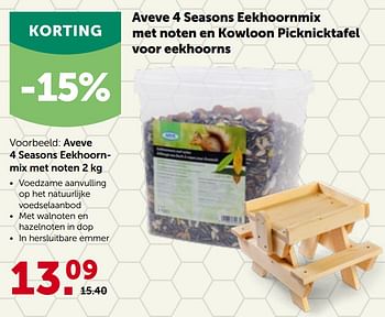 Promoties Aveve 4 seasons eekhoornmix met noten - Huismerk - Aveve - Geldig van 16/05/2022 tot 28/05/2022 bij Aveve
