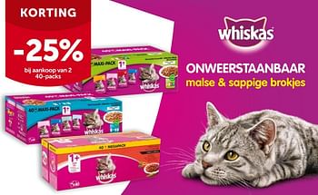 Promoties Whiskas korting -25% bij aankoop van 2 40-packs - Whiskas - Geldig van 16/05/2022 tot 28/05/2022 bij Aveve
