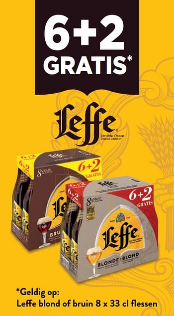 Promoties Leffe blond of bruin 6+2 gratis - Leffe - Geldig van 18/05/2022 tot 31/05/2022 bij Alvo