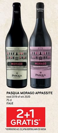 Pasqua morago appassite rood 2019 of wit 2020 2+1 gratis-Rode wijnen