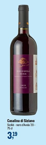 Promoties Casalina di siziano sicilië - nero d`avola - Rode wijnen - Geldig van 18/05/2022 tot 31/05/2022 bij Makro
