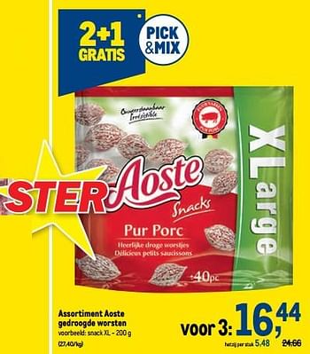 Promotions Aoste gedroogde worsten snack xl - Aoste - Valide de 18/05/2022 à 31/05/2022 chez Makro