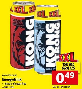 Promoties Energydrink - Kong Strong - Geldig van 23/05/2022 tot 28/05/2022 bij Lidl