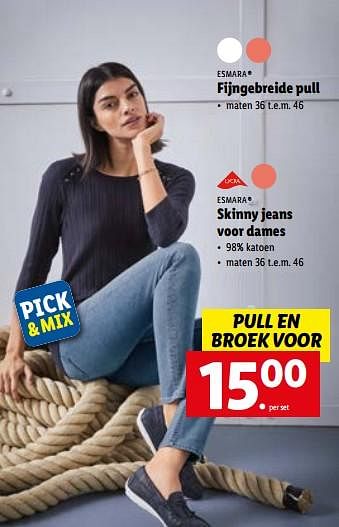 Promoties Fijngebreide pull + Skinny jeans voor dames - Esmara - Geldig van 23/05/2022 tot 28/05/2022 bij Lidl