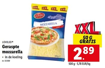 Promoties Geraspte mozzarella - Lovilio - Geldig van 23/05/2022 tot 28/05/2022 bij Lidl