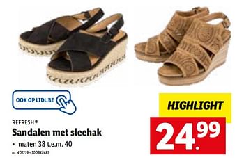 Promoties Sandalen met sleehak - Refresh - Geldig van 23/05/2022 tot 28/05/2022 bij Lidl