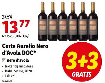 Promoties Corte aurelio nero d‘avola doc - Rode wijnen - Geldig van 23/05/2022 tot 28/05/2022 bij Lidl