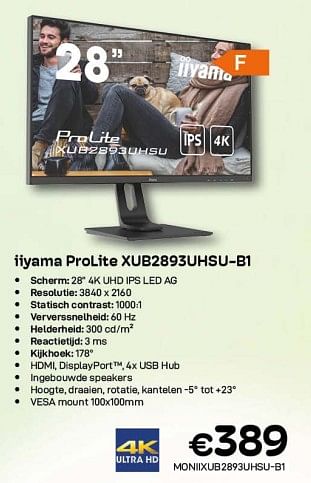 Promoties Iiyama prolite xub2893uhsu-b1 - Iiyama - Geldig van 09/05/2022 tot 31/05/2022 bij Compudeals