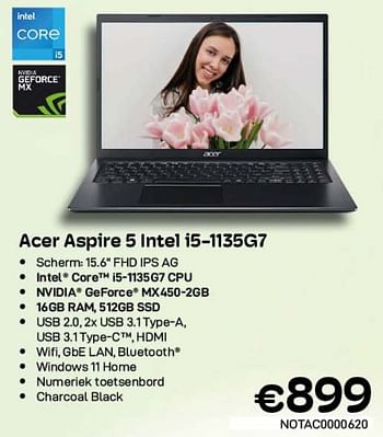 Promoties Acer aspire 5 intel i5-1135g7 - Acer - Geldig van 09/05/2022 tot 31/05/2022 bij Compudeals
