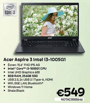 Promotions Acer aspire 3 intel i3-1005g1 - Acer - Valide de 09/05/2022 à 31/05/2022 chez Compudeals