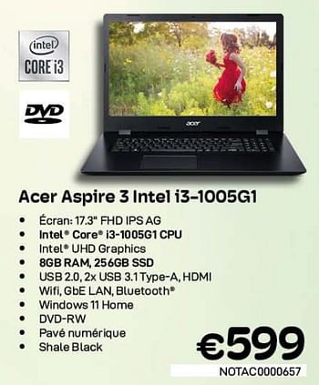 Promotions Acer aspire 3 intel i3-1005g1 - Acer - Valide de 09/05/2022 à 31/05/2022 chez Compudeals