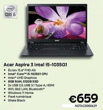 Promotions Acer aspire 3 intel i5-1035g1 - Acer - Valide de 09/05/2022 à 31/05/2022 chez Compudeals