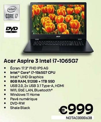 Promotions Acer aspire 3 intel i7-1065g7 - Acer - Valide de 09/05/2022 à 31/05/2022 chez Compudeals